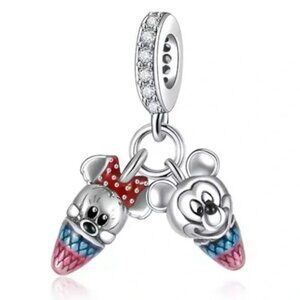 Mickey Mouse and Minnie Mouse Ice Cream Cones Dangle Charm